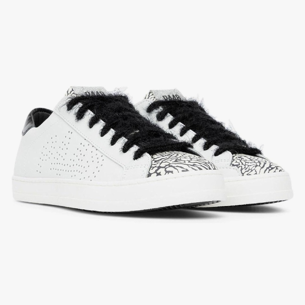 P448 John Cement 39 (US Women's 9) M Women's White and Black Sneakers
